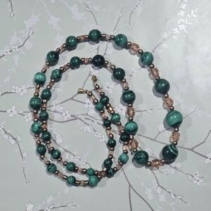 Vintage Green Malachite Glass Necklace